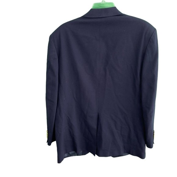 Lands End Navy Blue Wool 2 Gold Button Single Vent Sport Coat Blazer Mens 43 R - Picture 2 of 11